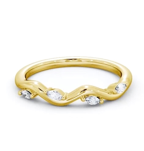 Ladies 0.08ct Marquise Diamond Waved Design Ring 18K Yellow Gold WBF24_YG_THUMB1