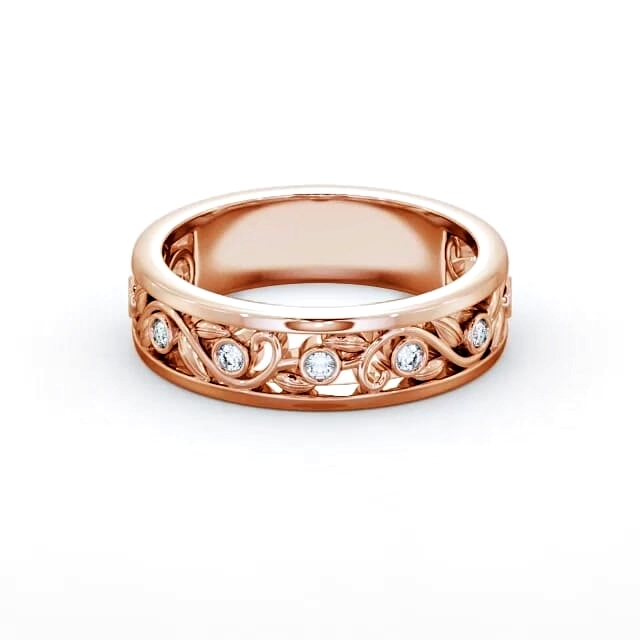 Ladies 0.10ct Round Diamond Wedding Ring 9K Rose Gold - Celeste WBF25_RG_HAND