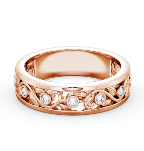 Ladies 0.10ct Round Diamond Vintage Style Wedding Ring 9K Rose Gold WBF25_RG_THUMB1