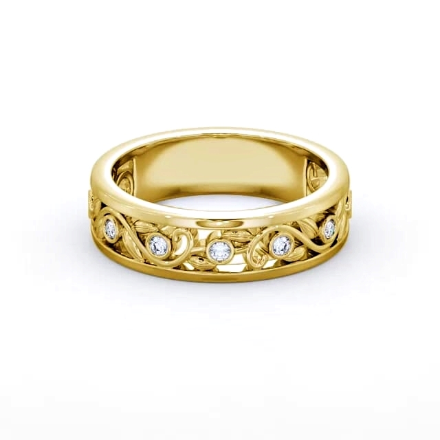 Ladies 0.10ct Round Diamond Wedding Ring 9K Yellow Gold - Celeste WBF25_YG_HAND