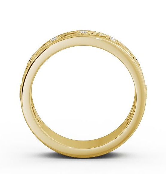 Ladies 0.10ct Round Diamond Vintage Style Wedding Ring 9K Yellow Gold WBF25_YG_THUMB1 