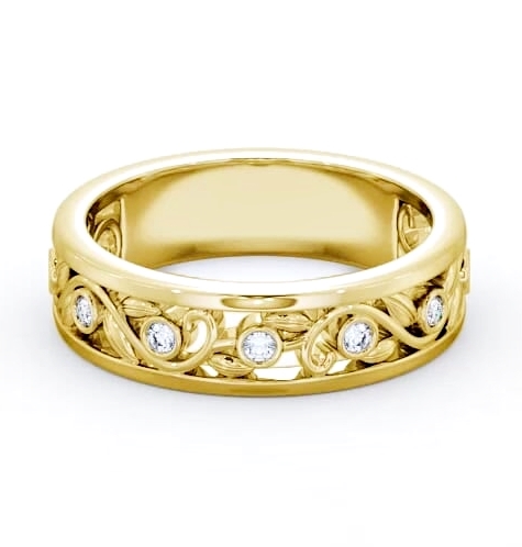 Ladies 0.10ct Round Diamond Vintage Style Wedding Ring 18K Yellow Gold WBF25_YG_THUMB2 