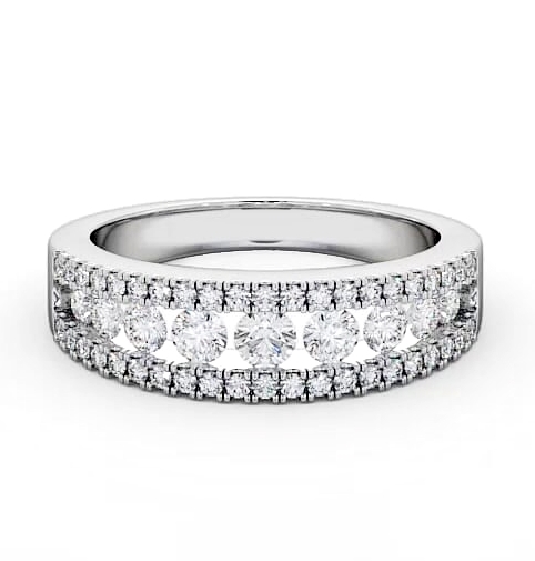 Ladies 0.77ct Round Diamond Glamorous Wedding Ring Palladium WBF26_WG_THUMB1