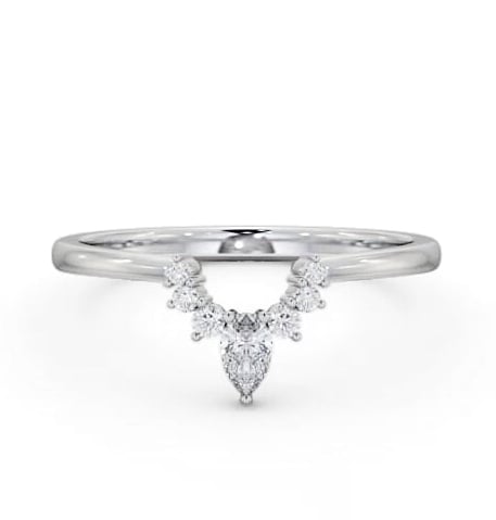 Ladies 0.15ct Seven Diamond Pear and Round Wedding Ring Palladium WBF46_WG_THUMB2 