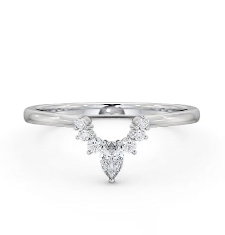 Ladies 0.15ct Seven Diamond Pear and Round Wedding Ring 18K White Gold WBF46_WG_THUMB1