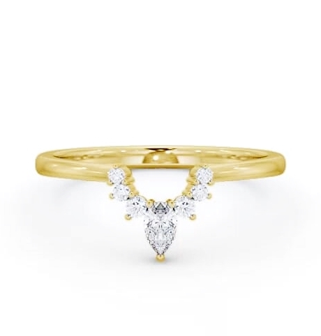 Ladies 0.15ct Seven Diamond Pear and Round Wedding Ring 9K Yellow Gold WBF46_YG_THUMB2 