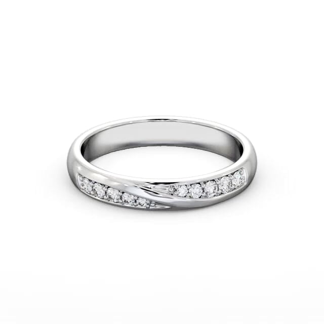 Ladies Round Diamond 0.15ct Wedding Ring Platinum - Madison WBF47_WG_HAND