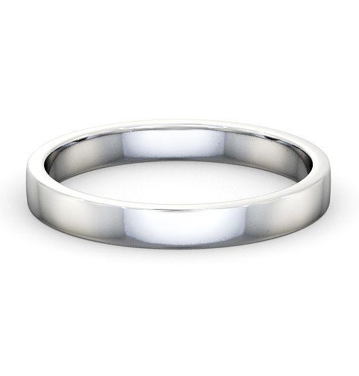 Ladies Plain Flat Style Wedding Ring 9K White Gold WBF4_WG_THUMB1