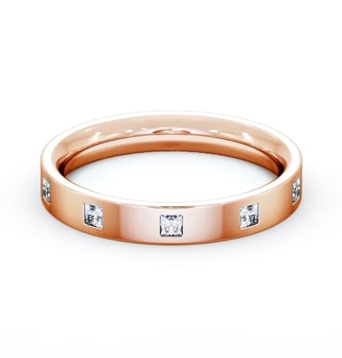Ladies Multiple Princess Diamond Flat Court Profile Ring 18K Rose Gold WBF55_RG_THUMB2 