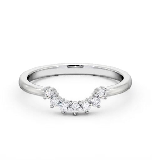 Ladies Round Diamond 0.15ct Half Moon Wedding Ring 9K White Gold WBF57_WG_THUMB1