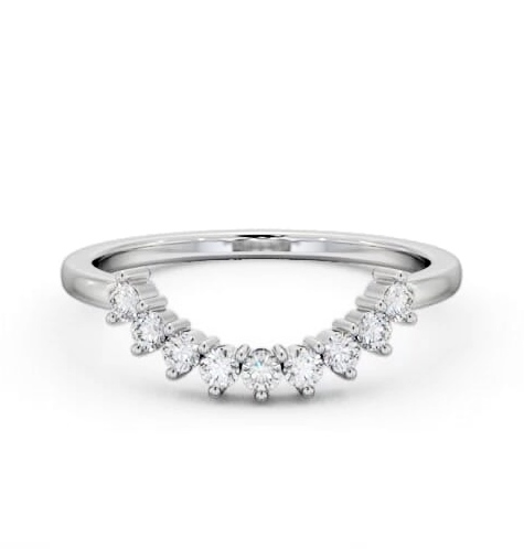 Ladies Round Diamond 0.25ct Half Moon Wedding Ring 9K White Gold WBF58_WG_THUMB1