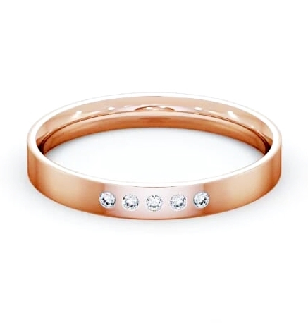 Ladies Five Round Diamonds Flat Court Wedding Ring 9K Rose Gold WBF5_RG_THUMB1