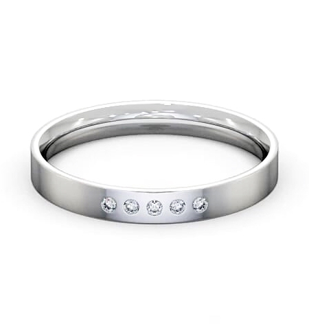 Ladies Five Round Diamonds Flat Court Wedding Ring 18K White Gold WBF5_WG_THUMB2 