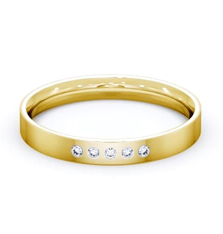 Ladies Five Round Diamonds Flat Court Wedding Ring 9K Yellow Gold WBF5_YG_THUMB2 