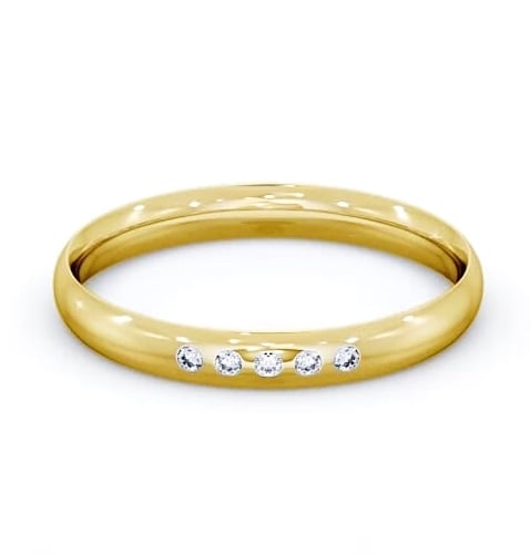 Ladies Five Round Diamonds Traditional Court Ring 18K Yellow Gold WBF6_YG_THUMB1