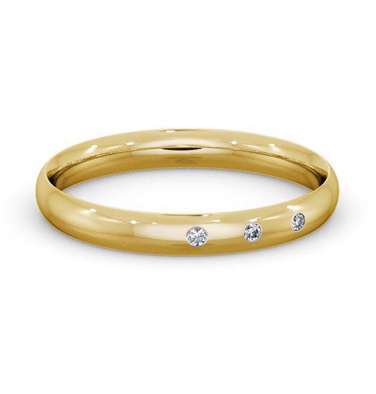 Ladies Three Round Diamonds Traditional Court Wedding Ring 18K Yellow Gold WBF7_YG_THUMB2 