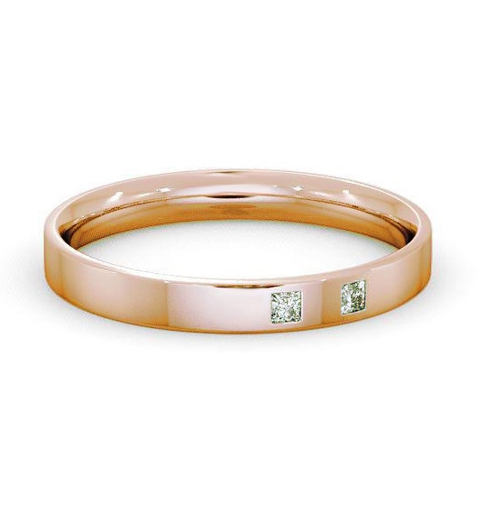 Ladies Two Princess Diamonds Flat Court Wedding Ring 18K Rose Gold WBF8_RG_THUMB2 