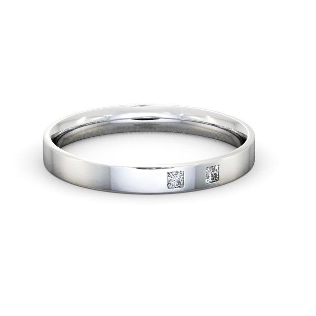 Ladies Diamond Wedding Ring 18K White Gold - Princess Two Stone WBF8_WG_HAND