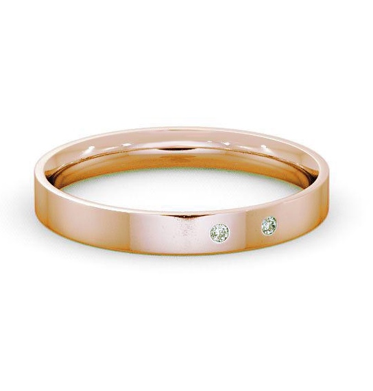 Ladies Two Round Diamonds Flat Court Wedding Ring 18K Rose Gold WBF9_RG_THUMB2 