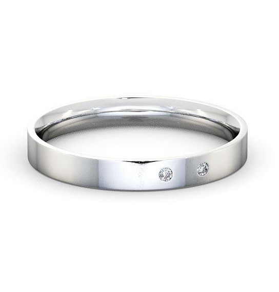 Ladies Two Round Diamonds Flat Court Wedding Ring 18K White Gold WBF9_WG_THUMB1