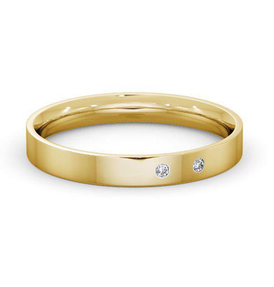 Ladies Two Round Diamonds Flat Court Wedding Ring 9K Yellow Gold WBF9_YG_THUMB1