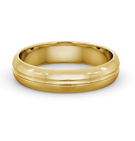 Mens D Shape Single Groove Wedding Ring 18K Yellow Gold WBM10_YG_THUMB1
