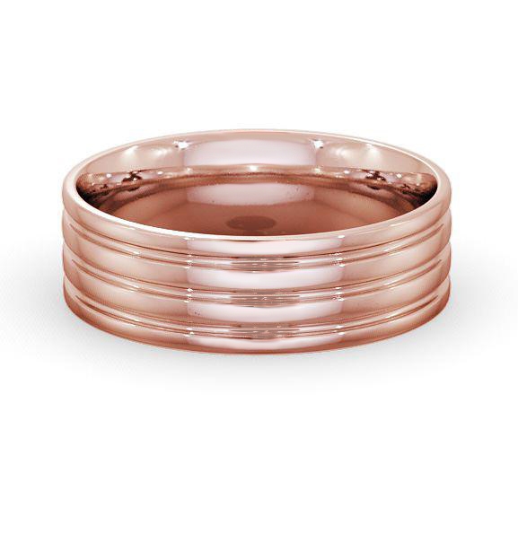 Mens Flat Court Treble Groove Wedding Ring 18K Rose Gold WBM11_RG_THUMB2 