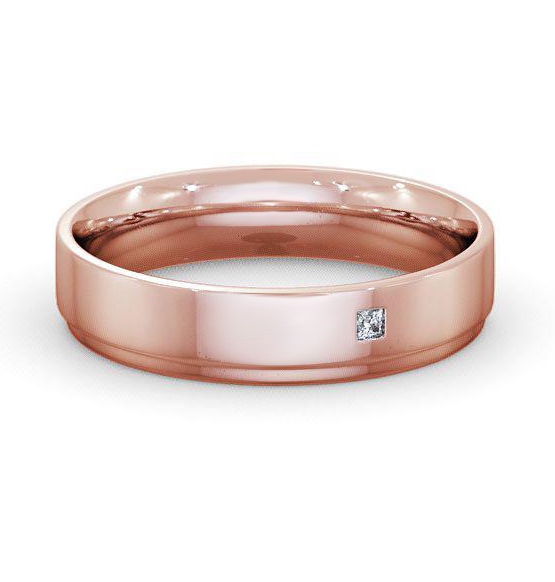 Mens Princess Diamond Side Step Wedding Ring 18K Rose Gold WBM13_RG_THUMB1