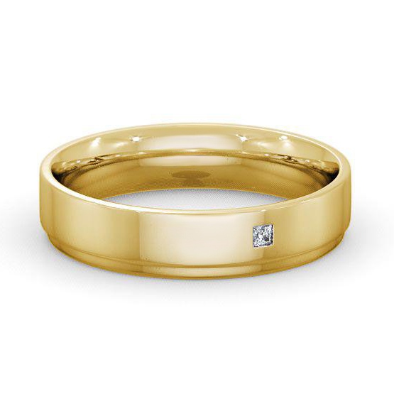 Mens Princess Diamond Side Step Wedding Ring 18K Yellow Gold WBM13_YG_THUMB2 