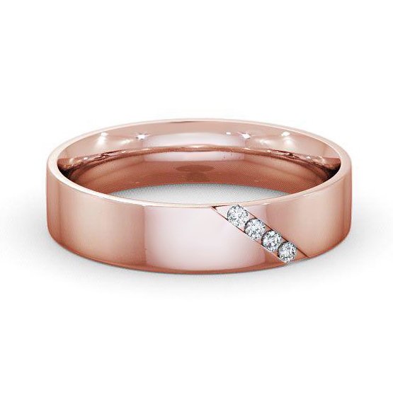 Mens Diamond 0.06ct Diagonal Channel Set Wedding Ring 18K Rose Gold WBM14_RG_THUMB2 