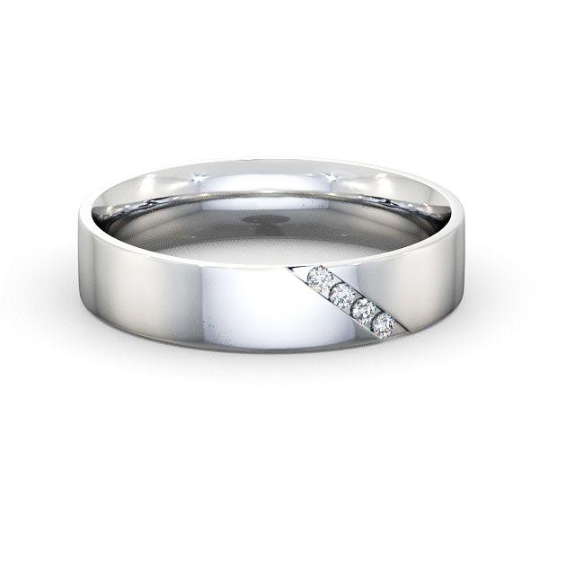 Mens Diamond 0.06ct Wedding Ring 18K White Gold - Maple WBM14_WG_HAND