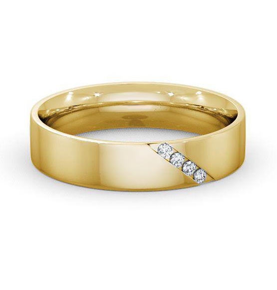 Mens Diamond 0.06ct Diagonal Channel Set Wedding Ring 18K Yellow Gold WBM14_YG_THUMB1
