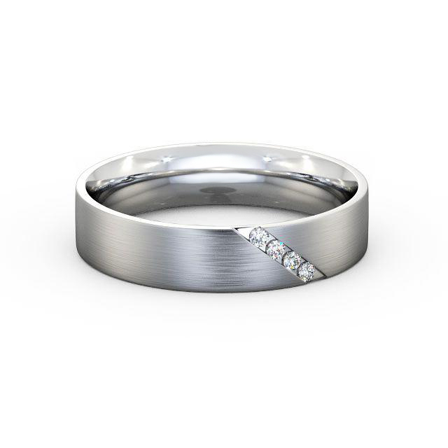 Mens Diamond 0.06ct Wedding Ring 18K White Gold - Maple (Matt) WBM14B_WG_HAND