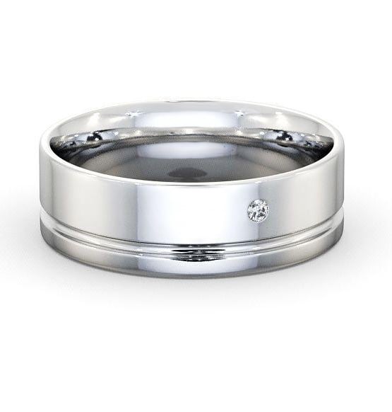 Mens Round Diamond Grooved Wedding Ring 18K White Gold WBM15_WG_THUMB2 