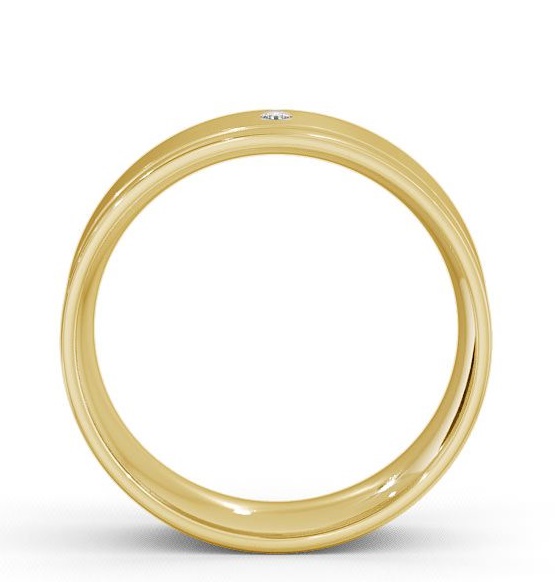 Mens Round Diamond Grooved Wedding Ring 18K Yellow Gold WBM15_YG_THUMB1 