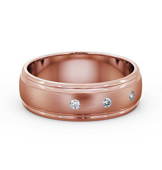 Mens Three Round Diamonds D Shape with Matt Finish Ring 18K Rose Gold WBM16B_RG_THUMB2 