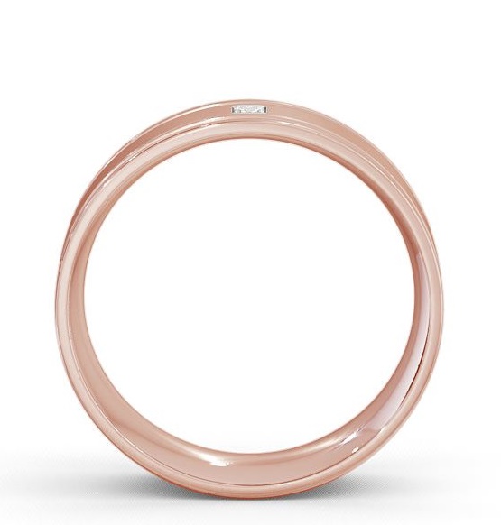 Mens Princess Diamond Double Grooved Wedding Ring 18K Rose Gold WBM17_RG_THUMB1 