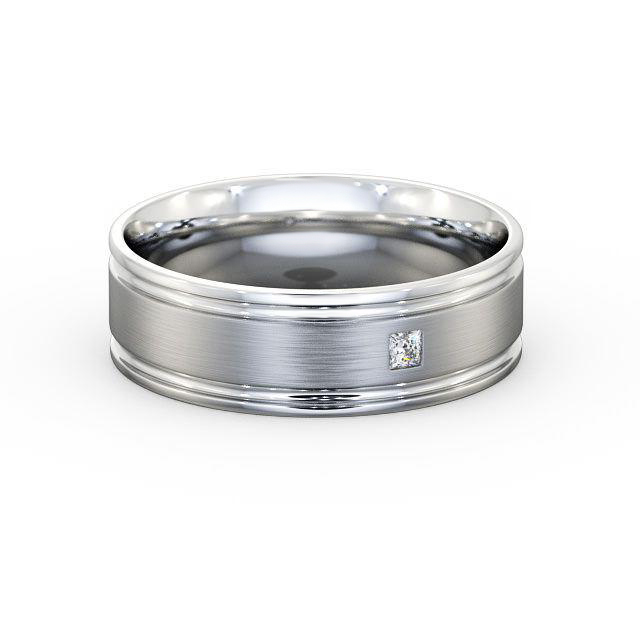 Mens Diamond Wedding Ring Platinum - Eldon (Matt) WBM17B_WG_HAND