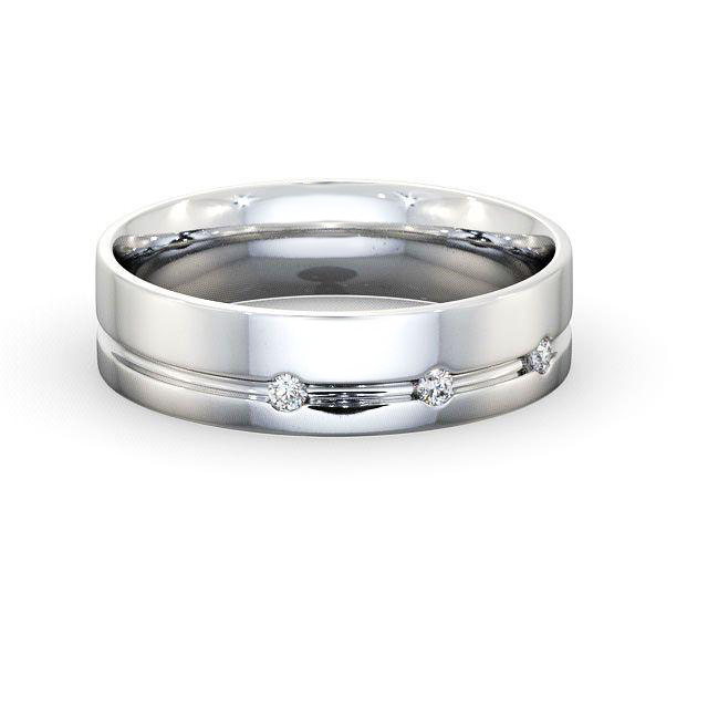 Mens Diamond Wedding Ring 18K White Gold - Sereen WBM18_WG_HAND