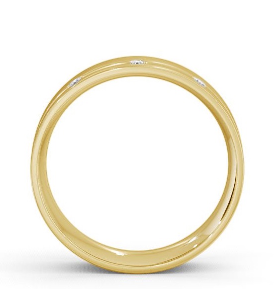 Mens Three Round Diamonds Single Groove Wedding Ring 18K Yellow Gold WBM18_YG_THUMB1 