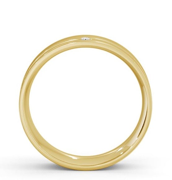 Mens Round Diamond Single Groove Wedding Ring 18K Yellow Gold WBM19_YG_THUMB1 