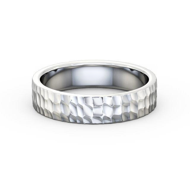 Mens Textured Wedding Ring 18K White Gold - Luna WBM25_WG_HAND