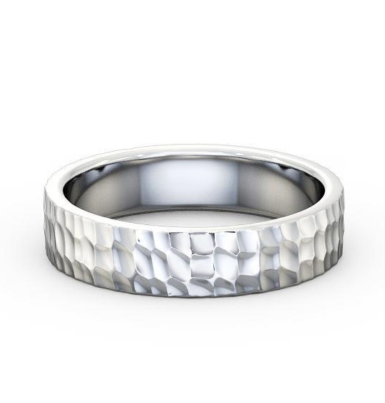 Mens Textured Hammered Effect Wedding Ring 18K White Gold WBM25_WG_thumb2.jpg 