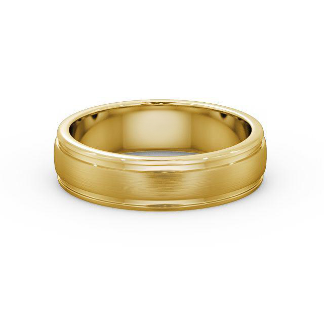 Mens Grooved Wedding Ring 18K Yellow Gold - Bracken (Matt) WBM26B_YG_HAND