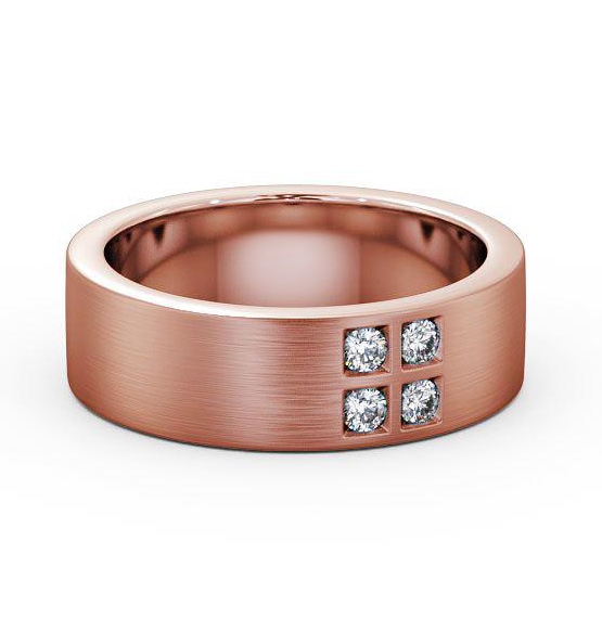 Mens Round Diamond 0.12ct Matt Finish Wedding Ring 18K Rose Gold WBM32B_RG_THUMB2 