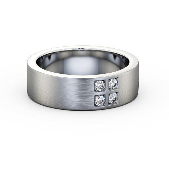 Mens Diamond 0.12ct Wedding Ring 18K White Gold - Zaylah (Matt) WBM32B_WG_HAND