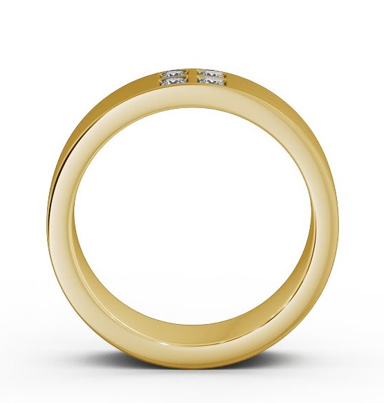 Mens Round Diamond 0.12ct Matt Finish Wedding Ring 18K Yellow Gold WBM32B_YG_THUMB1 