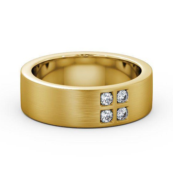 Mens Round Diamond 0.12ct Matt Finish Wedding Ring 18K Yellow Gold WBM32B_YG_THUMB1