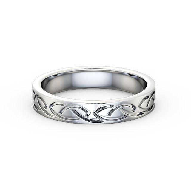 Mens Celtic Style Wedding Ring 18K White Gold - Kaida WBM34_WG_HAND