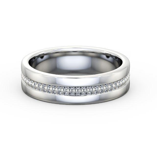 Mens Milgrain Wedding Ring 18K White Gold - Granel WBM35_WG_HAND